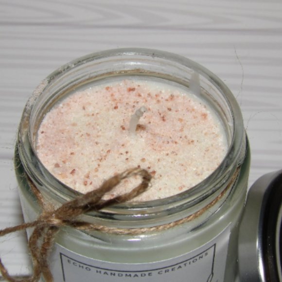 Caribbean Lilac Scented Pink Salt & Soy Blend Handmade Candle - Picture 2 of 2